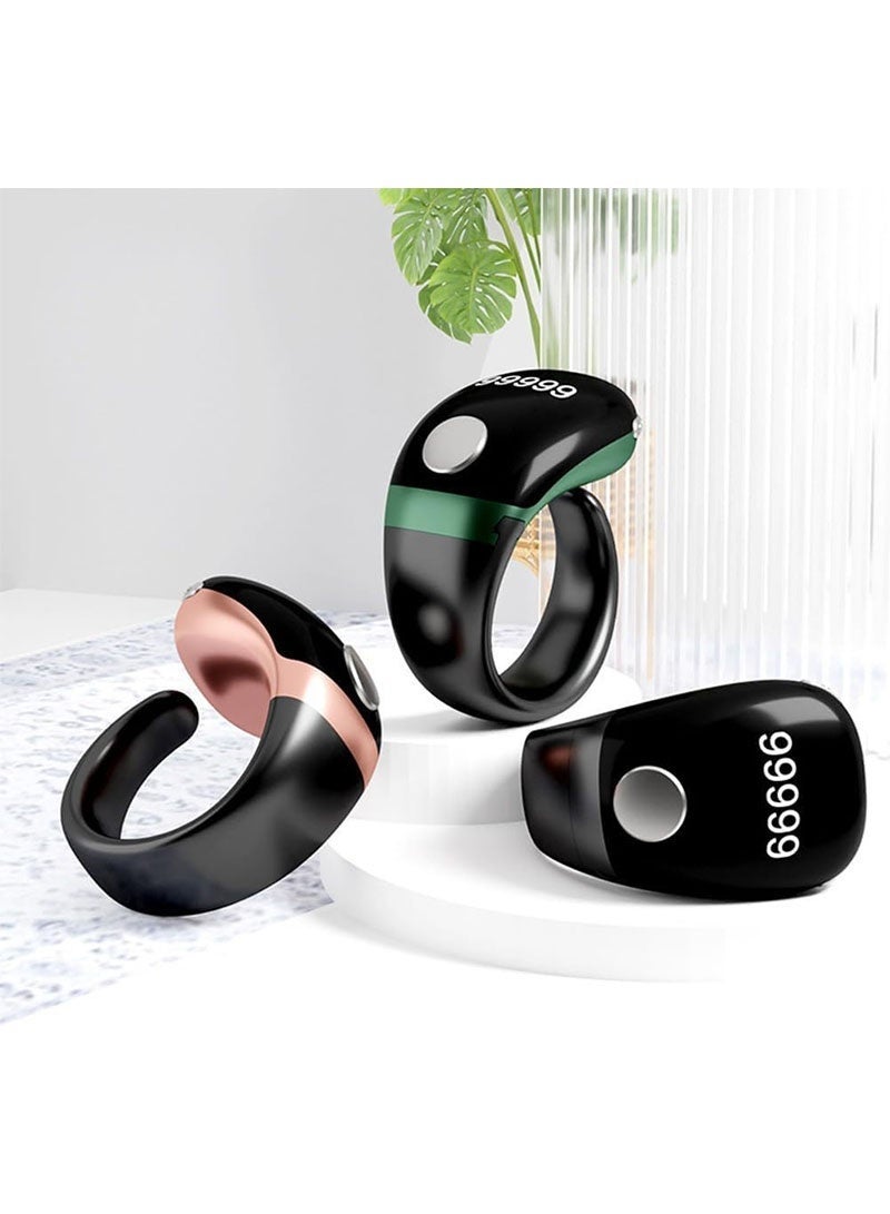 خواتم تسبيح إلكترونية ذكية، عداد تسبيح رقمي، خاتم عداد قابل للتعديل بأحجام 18/20/22 ملم للصلاة والتذكير، مناسب للمسلمين، للاستخدام المنزلي (ذهبي وردي) - Image 4